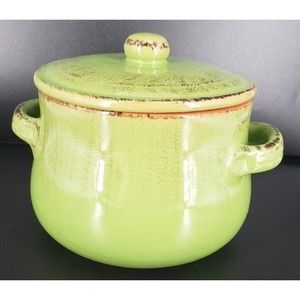 De Silva Terre D'umbria Green and Terracotta Casserole Dish w/Lid Italy